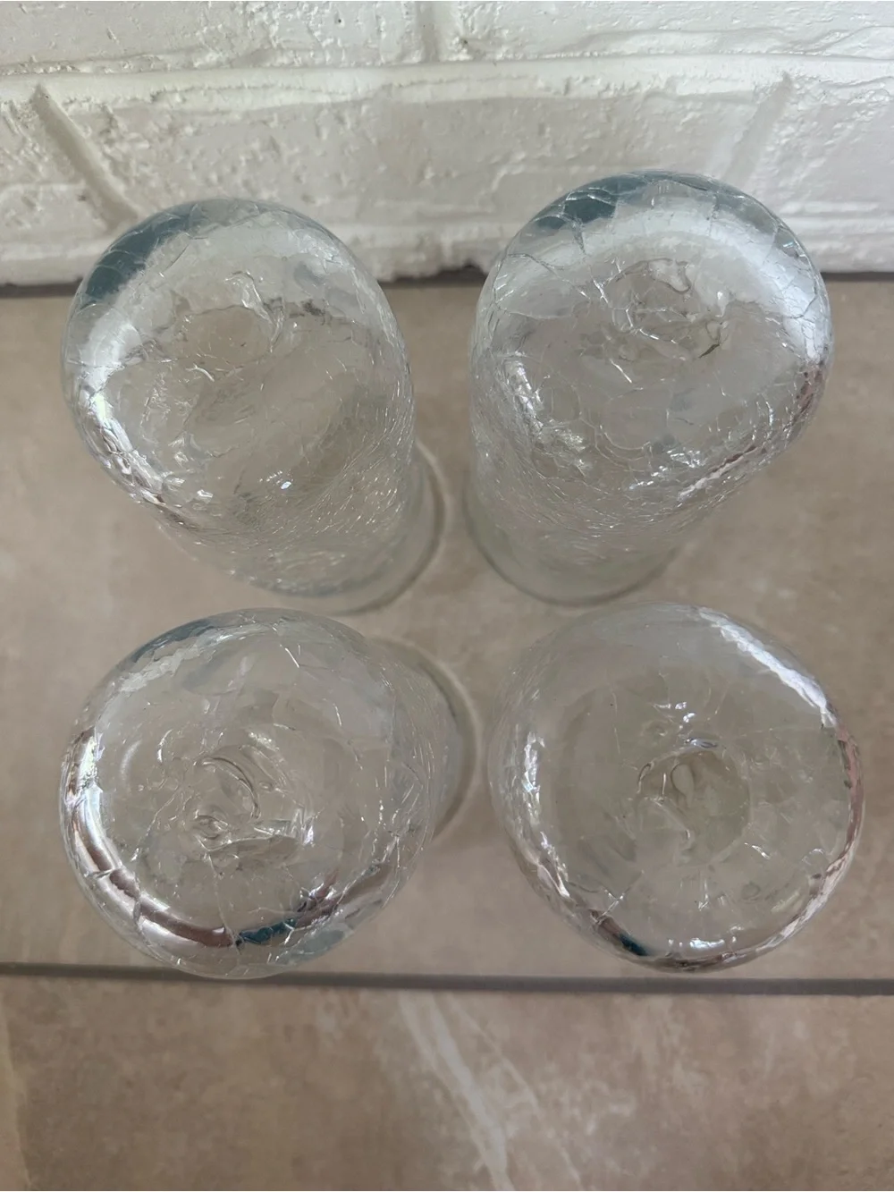Sold Blenko Handcraft Clear Crackle Glass Tumblers - Set of 4